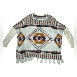 Altar'd State Cream and Multicolor Aztec Sweater‎